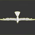 White Dove With Spread Wings Standing On Black Reflective Surface Against Gray Gradient Background 3d model