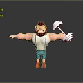 Cartoon Muscular Man Lifting Dumbbell In White Tank Top And Blue Pants