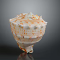 Conch Shell Featuring Spiral Orange White Pattern And Natural Texture On Dark Background 3d model