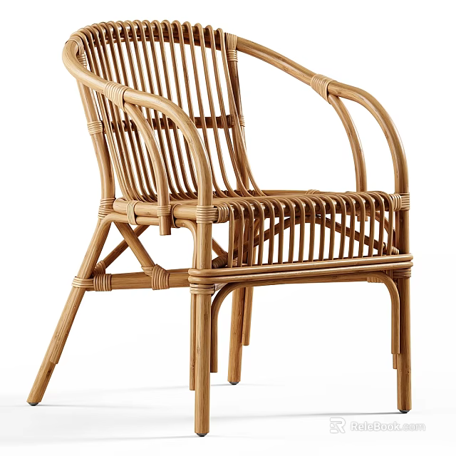 Rattan Single Armchair With Natural Weave Design For Modern Living Space 3d model 