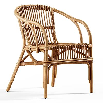Rattan Single Armchair With Natural Weave Design For Modern Living Space 3d model