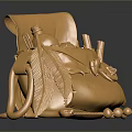 Golden Daily Necessities Collection With Feather Small Bottle Beads And Scroll
