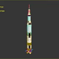 Space Exploration Rocket Model with White Black Design Multi Stage Booster and USA Flag 3d model