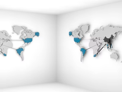 Map of the World Map of China 3d model