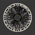 Complex Industrial Mechanical Component With Circular Metal Structure And Multiple Pipes