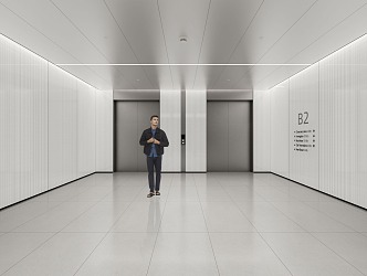 modern elevator hall 3d model