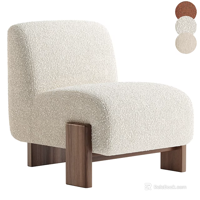 Modern Beige Fabric Sofa and Coffee Table Set with Wooden Legs Design 3d model 