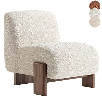 Modern Beige Fabric Sofa and Coffee Table Set with Wooden Legs Design 3d model