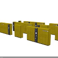 Yellow Public Lockers Storage Facility With Multiple Units And Secure Locks Arranged Neatly 3d model