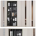 Modern Decorative Cabinet With Open Shelves Books Vase And Decorative Items