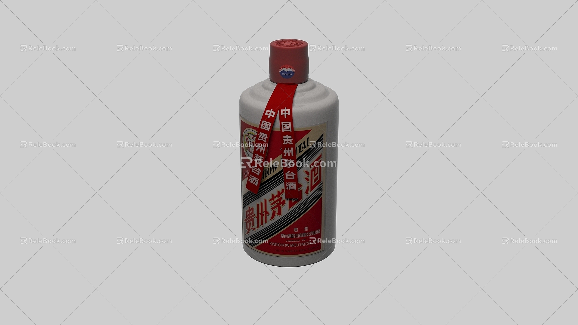 Realistic Maotai wine bottle material complete lighting 3d model