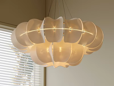 Modern Petal Shaped White Chandelier Design For Elegant Living Room Interior 3d model
