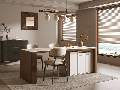 Modern Open Kitchen Interior With Stylish Island Counter And Dining Seats 3d model