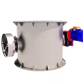 Stainless Steel Cylindrical Industrial Equipment With Flange Edge Blue Motor And Observation Window