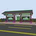 Green Ecological Billboard at Bus Stop with Chinese Style Roof and Landscape