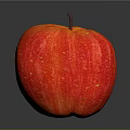 Shiny Red Apple With Yellow Spots And Brown Stem On Black Surface Gray Background
