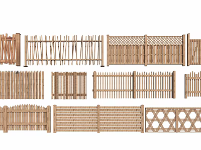 Wooden Fence Various Designs And Decorative Styles For Outdoor Use 3d model