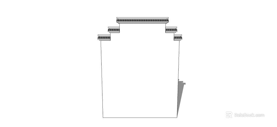 Building Exterior Wall Design With Horizontal Decorative Layers And Clean Lines 3d model 