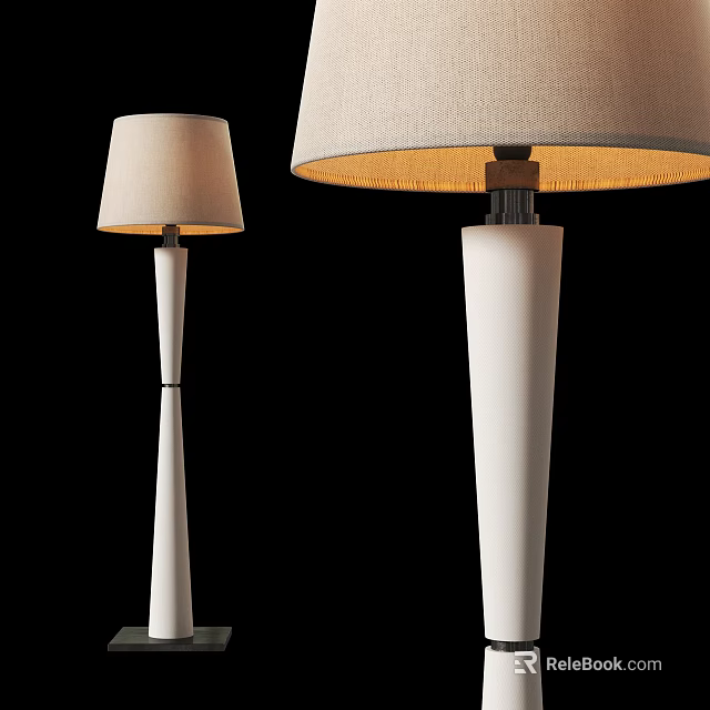 Modern White Floor Lamps With Light Colored Lampshade And Warm Illumination 3d model 