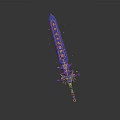 Decorative Sword with Blue Blade and Red Intricate Patterns Ornate Hilt Design for Fantasy Gaming Collection 3d model