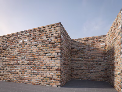 Textured Red Brick Exterior Wall For Modern Architectural Building Design 3d model