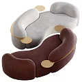 Modern Sectional Sofa with Curved Design and Golden Metal Accents in Two Colors