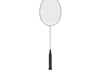 Badminton Racket With Silver Frame Black Handle And Mesh Surface 3d model