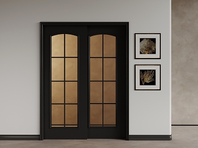 Modern Middle Ancient Double Door Wooden Double Door Glass Double Door 3d model