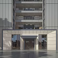Entrance Gate Of Modern Apartment Building With Glass And White Facade Design