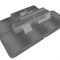 Modern Gray Sectional Sofa With Multiple Plush Pillows For Living Room 3d model