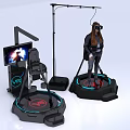 Immersive Virtual Reality Platforms with Standing User Wearing Headset Screen Mechanical Arm and Mic Stand