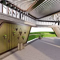 New Chinese Style Corridor Frame Folding Line Landscape 3d model