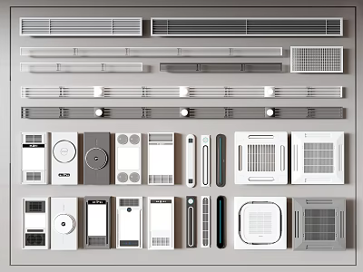 Various Air Conditioner Vents With Grid Linear Round And Square Designs For Home Ventilation 3d model