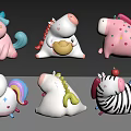 Cute Colorful Cartoon Animal Toys With Various Designs And Decorative Elements