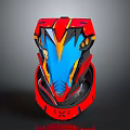 Red And Blue Motorcycle Helmet With Yellow Accents Modern Design And Comfortable Fit