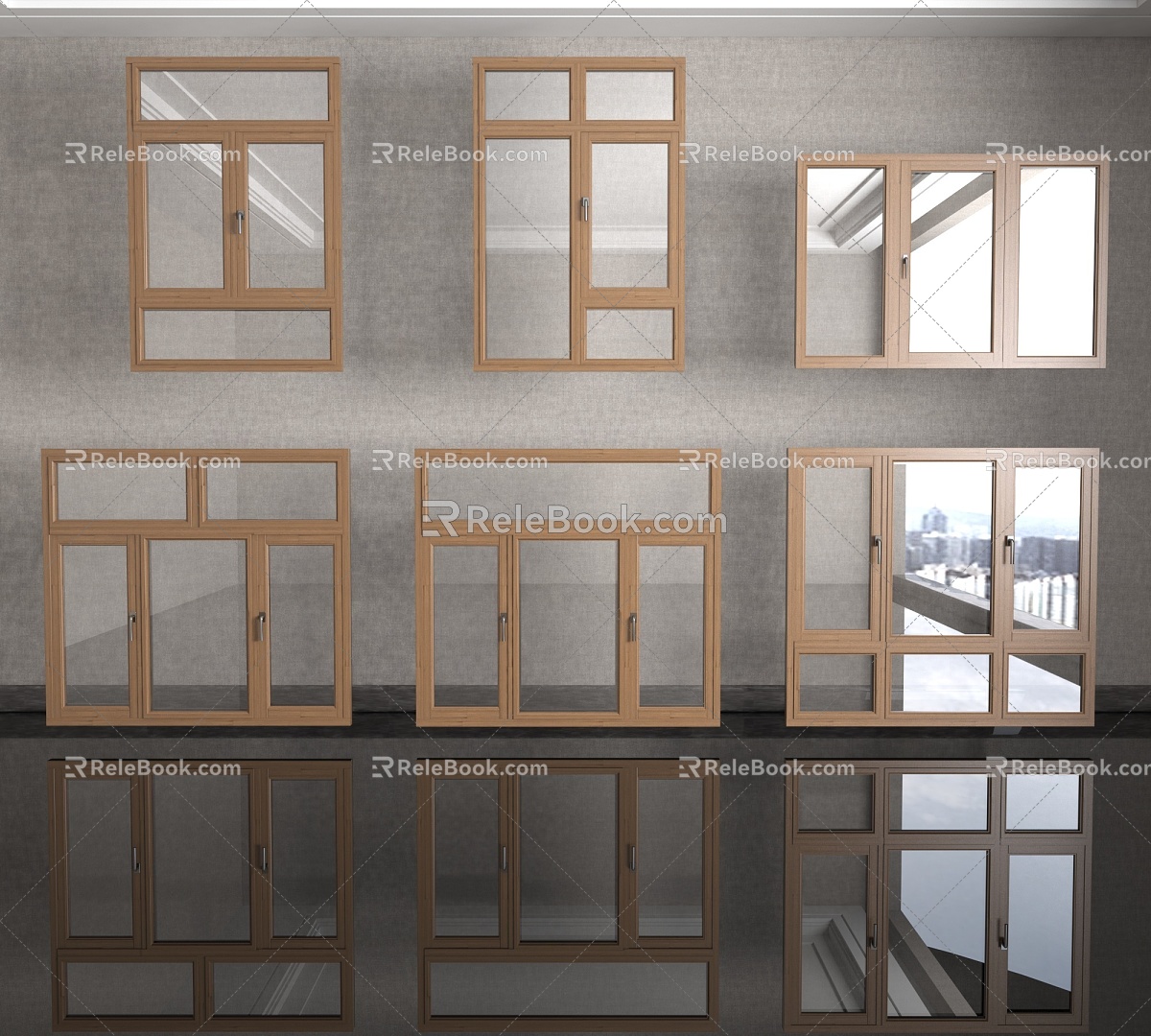 Wooden windows and doors 3d model