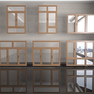 Wooden windows and doors 3d model