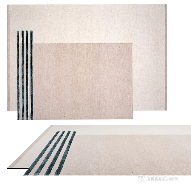 Light Colored Square Rugs With Dark Stripes Design 3d model