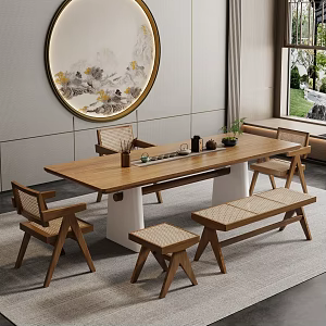 Italian Large Board Table Tea Table and Chair Combination Tea Table Tea Table Tea Room Tea Table Balcony Tea Table 3d model