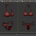 Purple Bikini Swimwear Design With Triangle Top And Strappy Tie Details