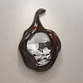 Decorative Mirror With Unique Irregular Shape And Dark Frame Reflecting Home Interior 3d model