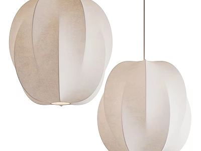 Two Stylish Modern Fabric Chandeliers With Round Pleated Design For Interior Decoration 3d model