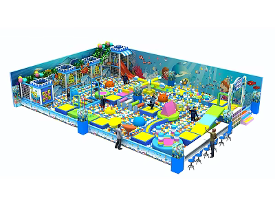 Indoor Ocean Theme Playground With Ball Pit Slides And Colorful Kids Play Facilities 3d model