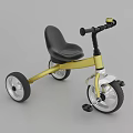 Kids Tricycle With Golden Frame Black Seat Handlebar And Silver Wheels