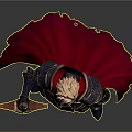 3D Rendered Knight In Black Armor With Red Cape And Blue Glow Sword Standing Upright