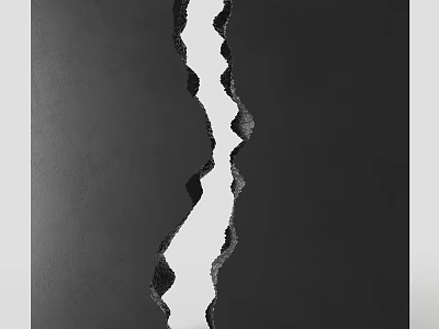 Building Exterior Wall With Visible Irregular Crack And Serrated Edge Damage 3d model