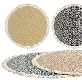 Colorful Patterned Round Area Rugs With Fringe Edges For Living Room Decor