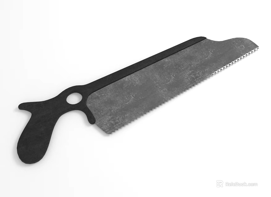 Practical Hand Saw With Black Handle Serrated Edge And Metal Blade Design 3d model 