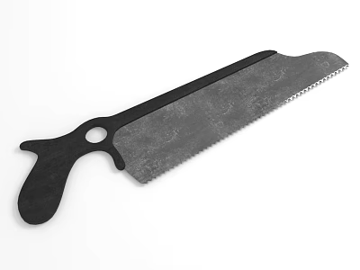 Practical Hand Saw With Black Handle Serrated Edge And Metal Blade Design 3d model