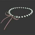 Stylish White Pearl Necklace With Pink Bow For Elegant Fashion Look
